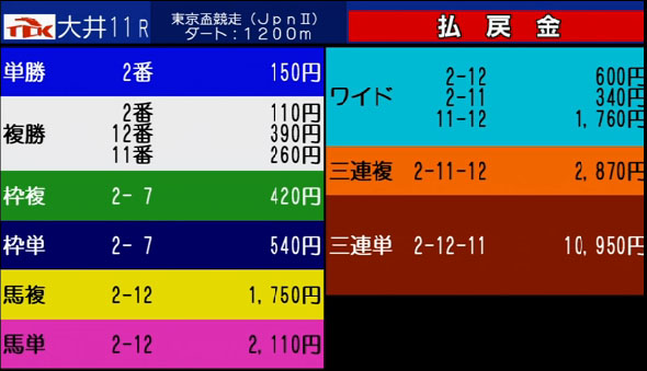 tokyohai results 일본경마예상 도쿄 오오이경마 동경배 대상경주 후지타나나코 우승