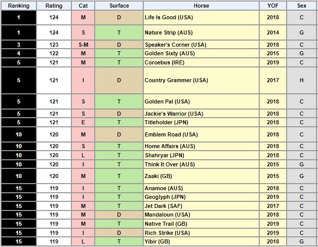 Best Racehorse Rankings 202205 국제경마연맹 세계 경주마 레이팅 순위 발표 (5/8)